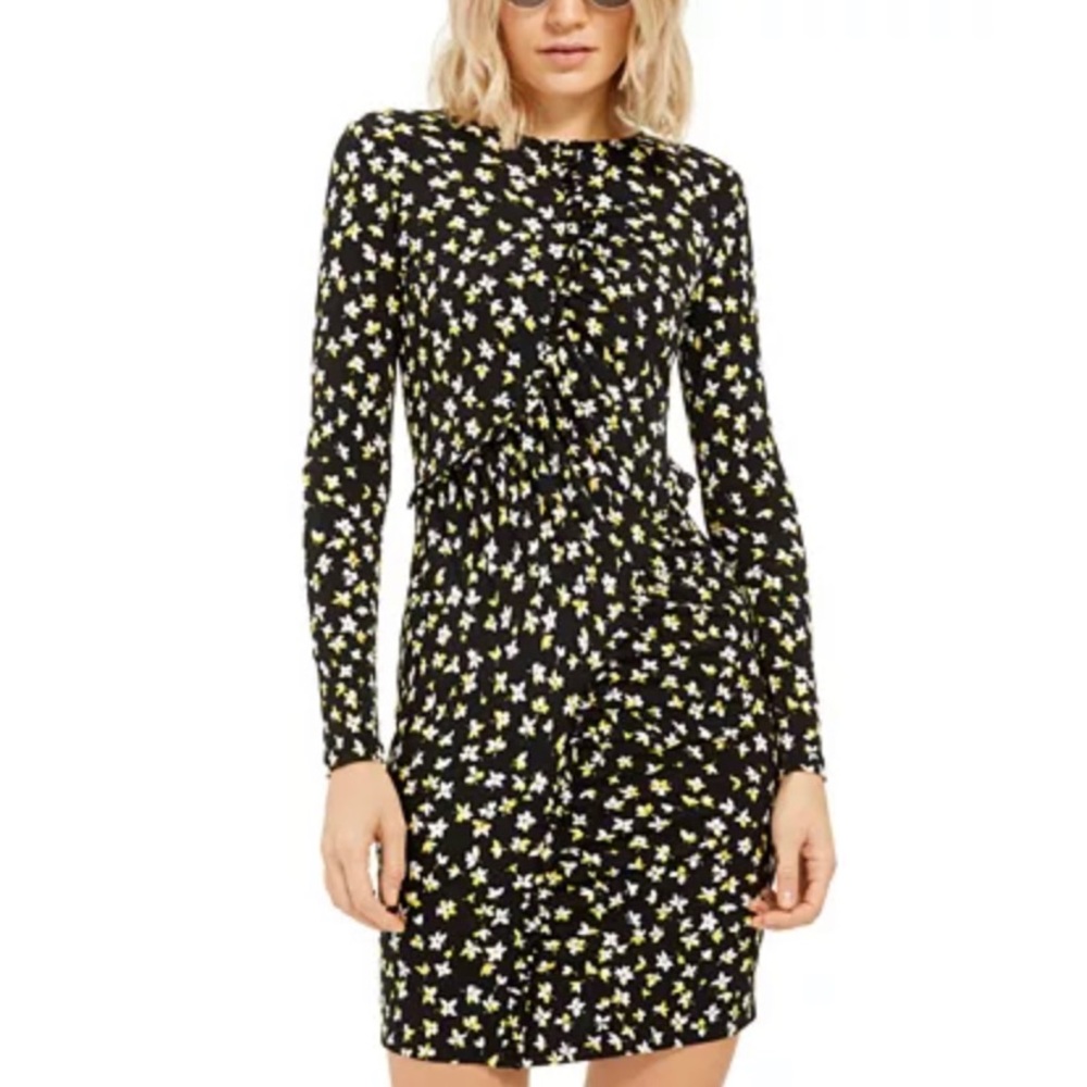 Tossed Lillies Ruffle Front Dress